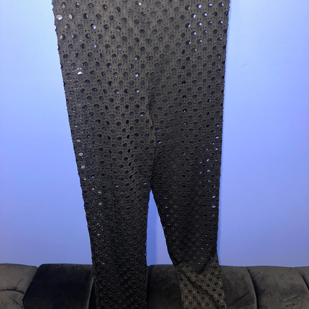 Black Off-Shoulder Mesh Bodysuit and Leggings - Picture 5 of 8